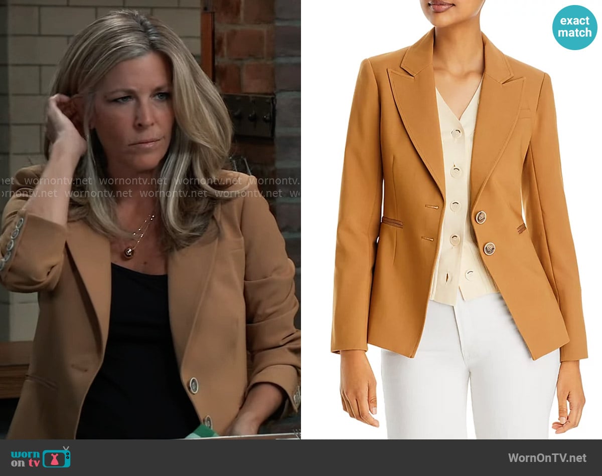 Paige Chelsee Blazer in Caramel worn by Carly Spencer (Laura Wright) on General Hospital