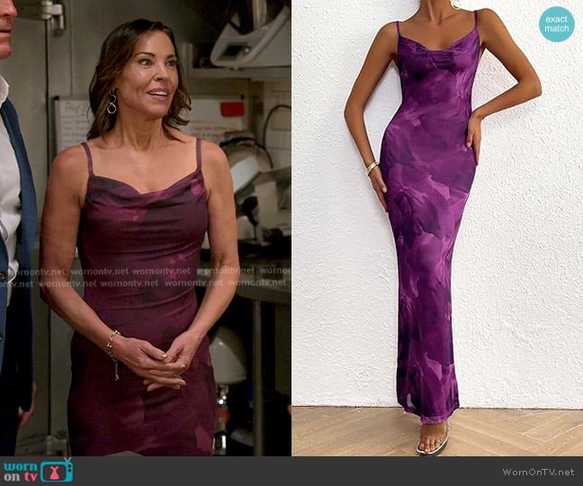 Pretty Garden Floral Spaghetti Strap Maxi Dress worn by Debbie Siebers on The Golden Bachelor
