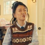 Ashley’s printed sweater vest on Nobody Wants This