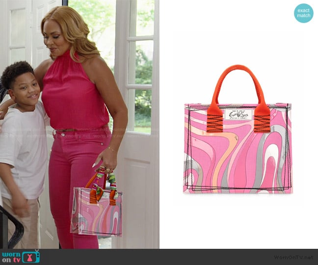 Pucci 3d Print Denim Tote Bag worn by Gizelle Bryant on The Real Housewives of Potomac