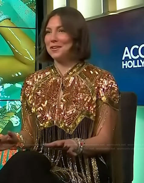Raegan Baylee’s embellished fringe top on Access Hollywood