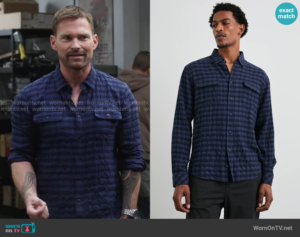 Rails Powell Shirt in Blue Jay Royal worn by Gabriel (Seann William Scott) on Shifting Gears