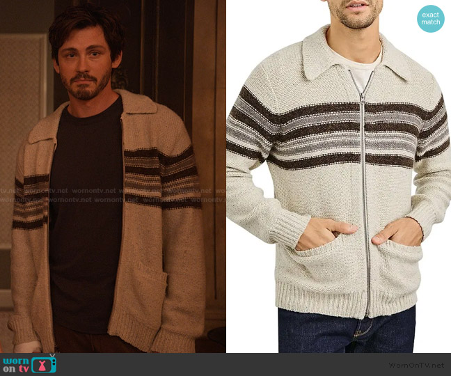Rails Seldon Zip Cardigan worn by Jay Pflug (Logan Lerman) on Only Murders in the Building
