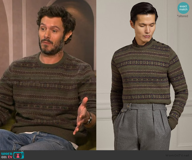 Ralph Lauren Fair Isle Cashmere-Wool Sweater worn by Adam Brody on Access Hollywood