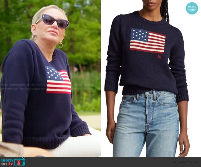 Ralph Lauren Flag Crewneck Sweater worn by Shannon Beador on The Real Housewives of Orange County