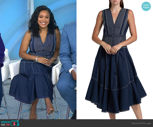 Ramy Brook Grega Striped Cotton Midi-Dress worn by Sheinelle Jones on Today