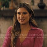Rebecca’s pink ribbed cardigan top on Nobody Wants This