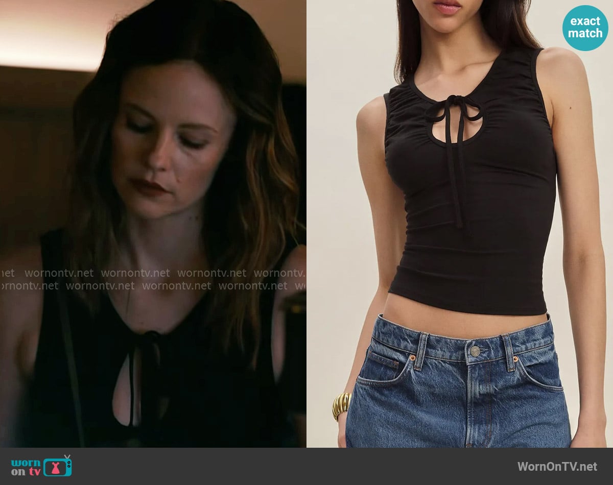 Reformation Bella Keyhole Neck Knit Top worn by Dr. Caitlin Lenox (Sarah Ramos) on Chicago Med