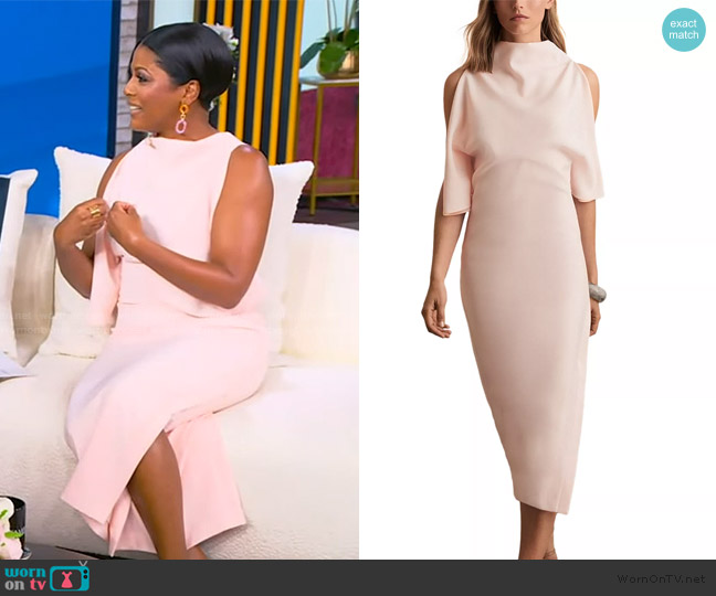 Reiss Petra Cold Shoulder Midi Dress worn by Tamron Hall on Tamron Hall Show