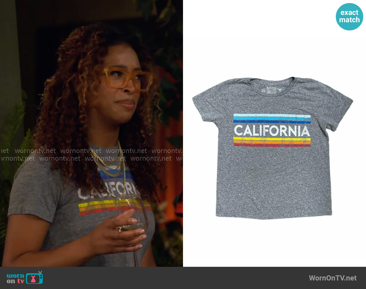 Retro Brand Vintage California Tee worn by Courtney (Skye Townsend) on The Neighborhood