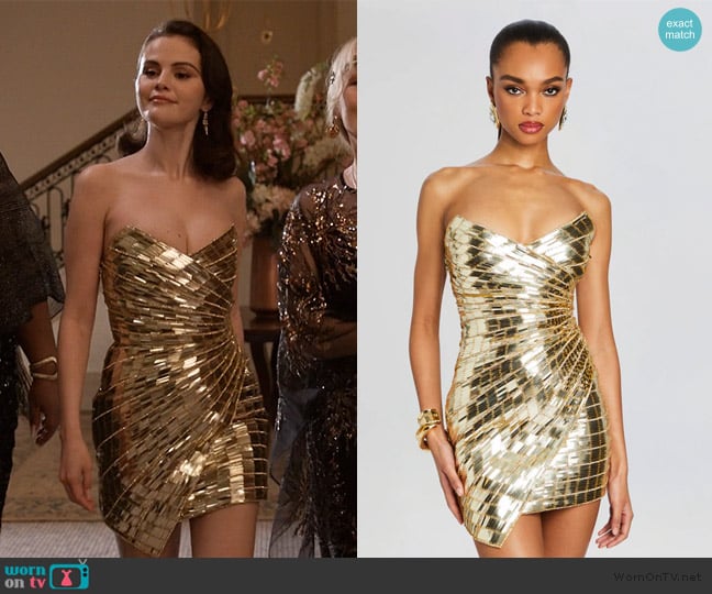 WornOnTV: Mabel's gold strapless metallic mini dress on Only Murders in the Building | Selena Gomez | Clothes and Wardrobe from TV WornOnTV: Mabel's gold strapless metallic mini dress on Only Murders in the Building | Selena Gomez | Clothes and Wardrobe from TV