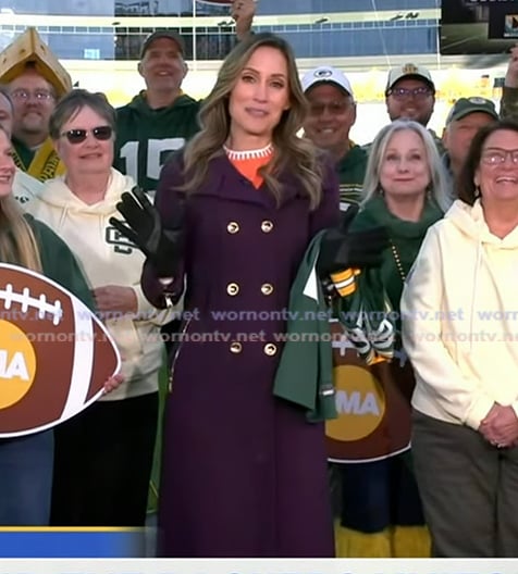 Rhiannon's purple coat on Good Morning America
