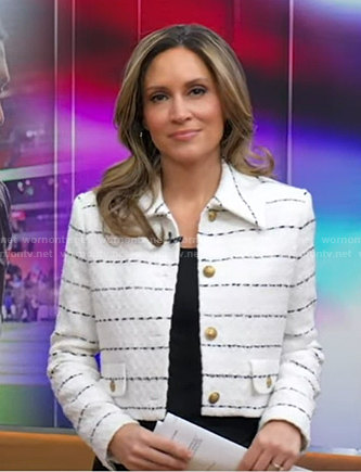 Rhiannon’s white striped jacket on Good Morning America