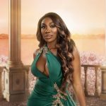 Wendy’s green embellished promo dress on The Real Housewives of Potomac