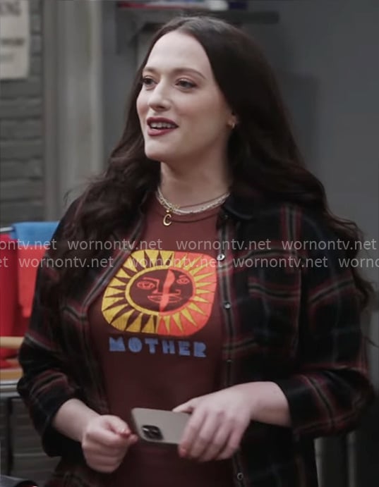 Riley’s sun graphic tee and plaid shirt on Shifting Gears