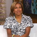 Robin’s white floral puff sleeve dress on Good Morning America
