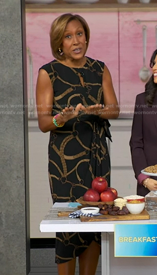 Robin’s black belt print dress on Good Morning America