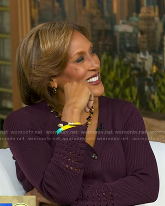 Robin’s purple crochet cuff cardigan dress on Good Morning America
