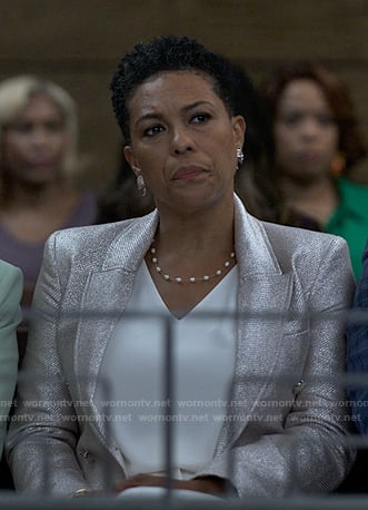 Rosie’s metallic blazer on Reasonable Doubt