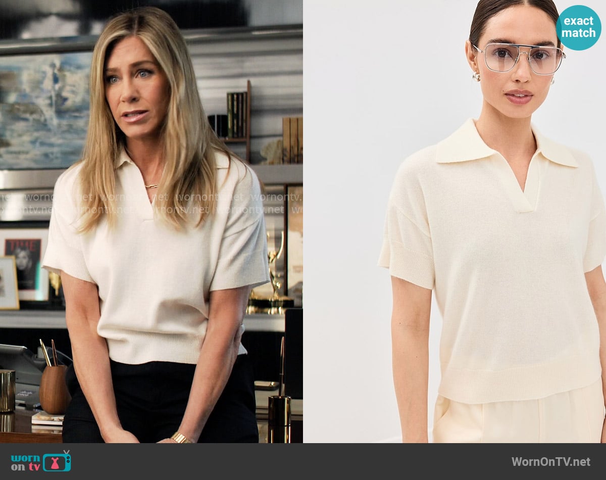 Sablyn Mirabelle Sweater in Gardenia worn by Alex Levy (Jennifer Aniston) on The Morning Show