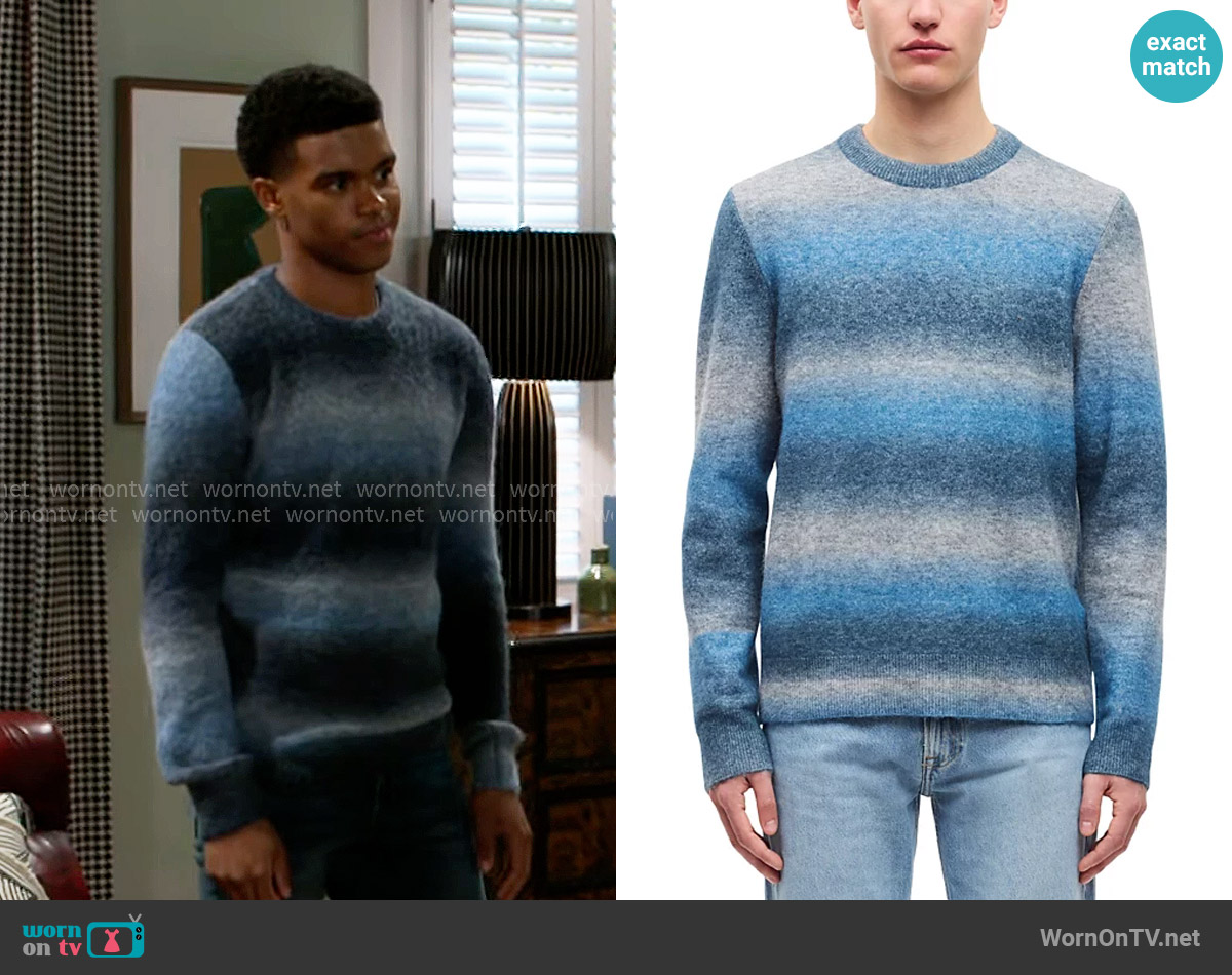 Samsoe Samsoe Aiden Crewneck Sweater worn by Tyrell Richardson (Jaden Lucas Miller) on Beyond the Gates