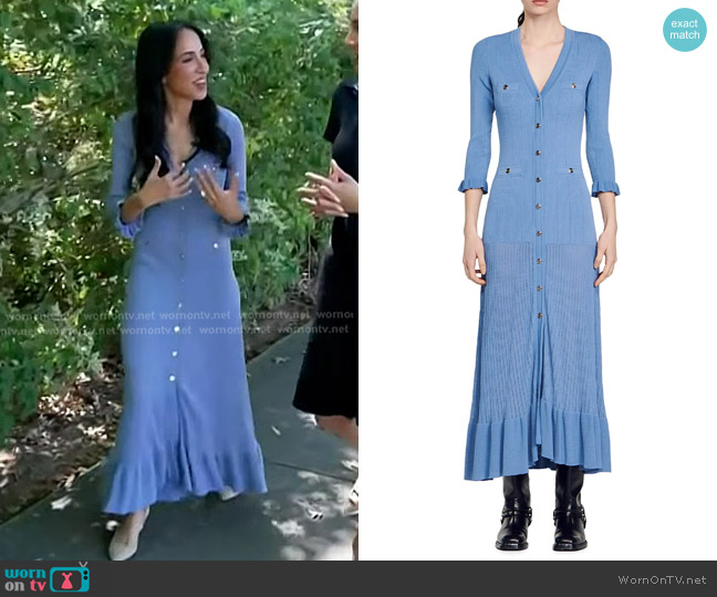 Sandro Long Knitted Dress in Blue worn by Noor Siddiqui on NBC News Daily