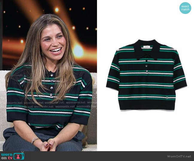 Sandro Striped Polo Top worn by Danielle Fishel on Access Hollywood