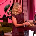 Sara’s burgundy leather pleated top and skirt on The View