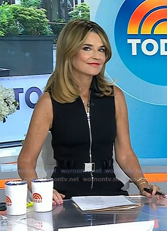Savannah’s black zip front belted dress on Today