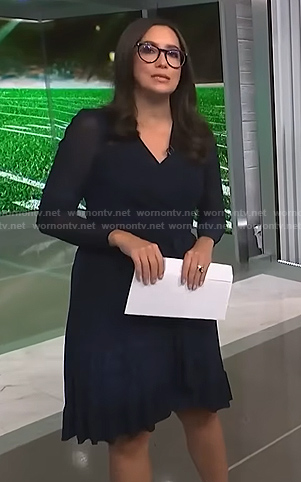 Savannah’s navy print wrap dress on NBC News Daily