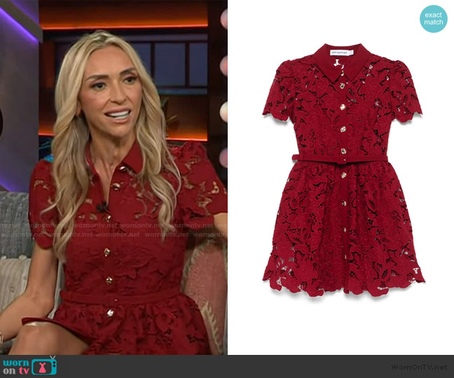 Self Portrait Floral-lace mini dress worn by Giuliana Rancic on The Kelly Clarkson Show
