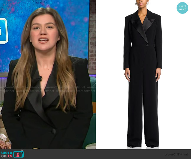 Sergio Hudson Tuxedo Jumpsuit worn by Kelly Clarkson on The Kelly Clarkson Show