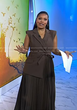 Sheinelle’s brown pleated dress on Today