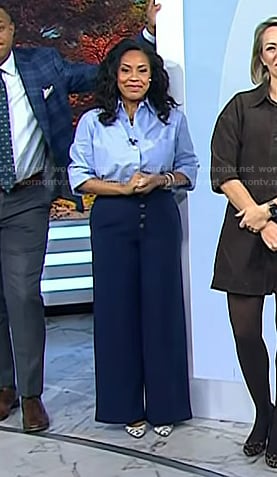Sheinelle’s navy wide-leg pants on Today