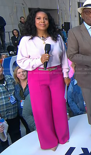 Sheinelle’s pink sweater and wide-leg pants on Today