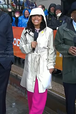 Sheinelle’s white rain coat on Today