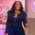 Sherri’s navy gold button mini dress on Sherri