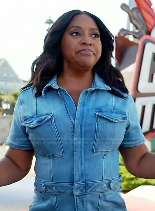 Sherri’s denim jumpsuit on Sherri