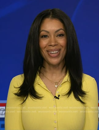 Shirleen Allicot’s yellow ribbed polo top on Good Morning America