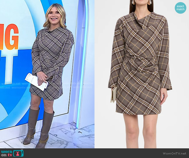 Simkhai Harpor Satin Long-Sleeve Mini Dress worn by Jenna Bush Hager on Today