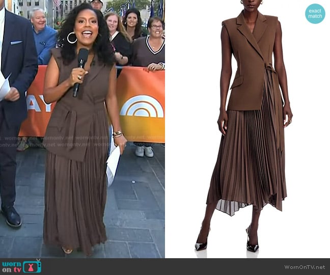 Simkhai Helena Combo Blazer Dress in cocoa worn by Sheinelle Jones on Today