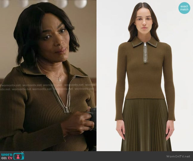 Simkhai Livana Knit Combo Top in Alligator worn by Athena Grant (Angela Bassett) on 9-1-1