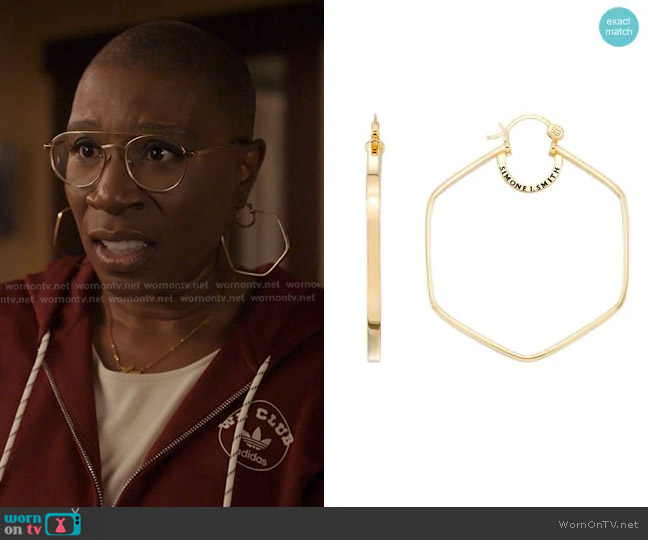 Simone I. Smith Large Honeycomb Hoops worn by Henrietta Wilson (Aisha Hinds) on 9-1-1