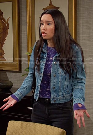 Sophie’s purple floral top and denim jacket on Days of our Lives