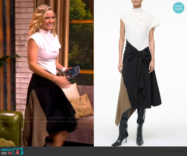 Staud Davina Colorblock Asymmetric Hem Dress worn by Sara Haines on The View