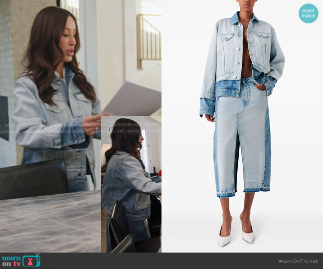 Stella McCartney Two-tone Denim Jacket worn by Angie Katsanevas on The Real Housewives of Salt Lake City