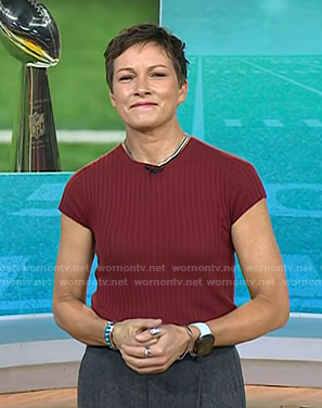 Stephanie’s red ribbed tee on Today