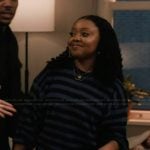 Janine’s blue striped sweatshirt set on Abbott Elementary