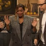 Sunny Anderson’s gray embellished blazer on The Drew Barrymore Show