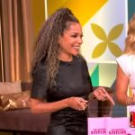 Sunny’s black leather mini dress on The View
